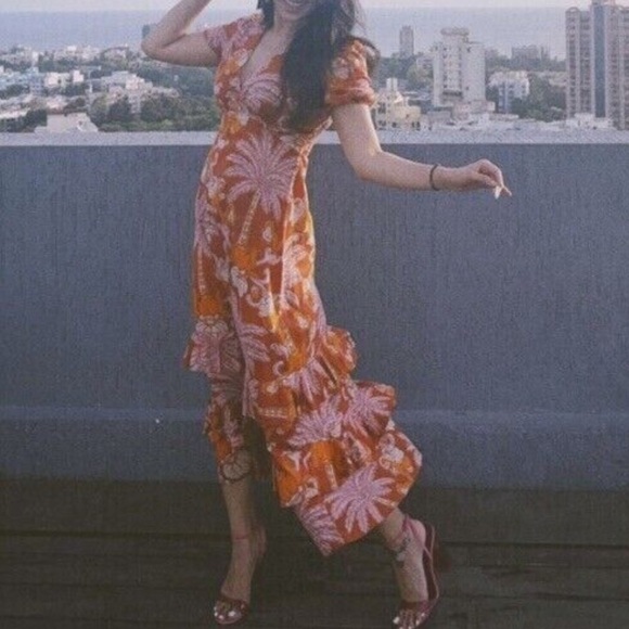 Zara boho tropical printed tiered midi dress blogger favorite - Picture 7 of 9